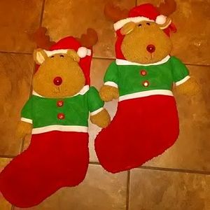 Set/2 NWOT Moose Christmas Stockings